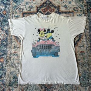 Vintage Disney Mickey And Minnie Mouse Drive In T-shirt Size XL